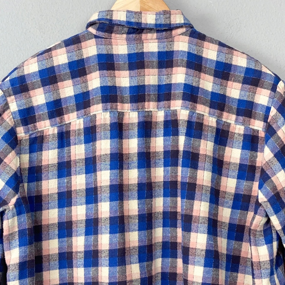 Madewell Flannel Sunday Shirt Size S Button Up Blue Pink Plaid Cabincore Western - Picture 10 of 15